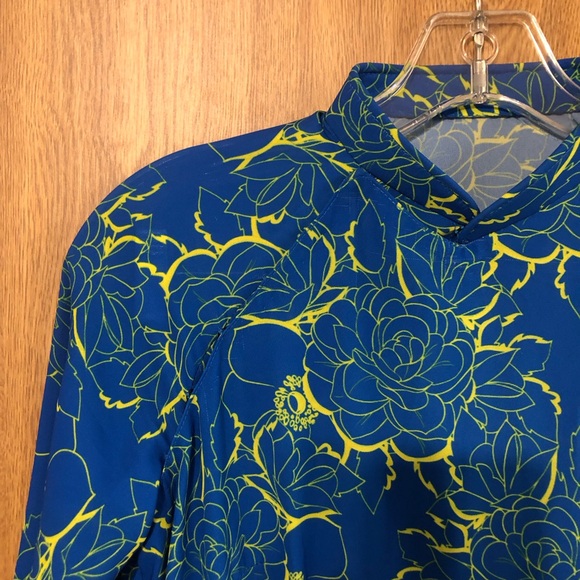 Vintage Asian Blue Floral Maxi Dress - Picture 2 of 7